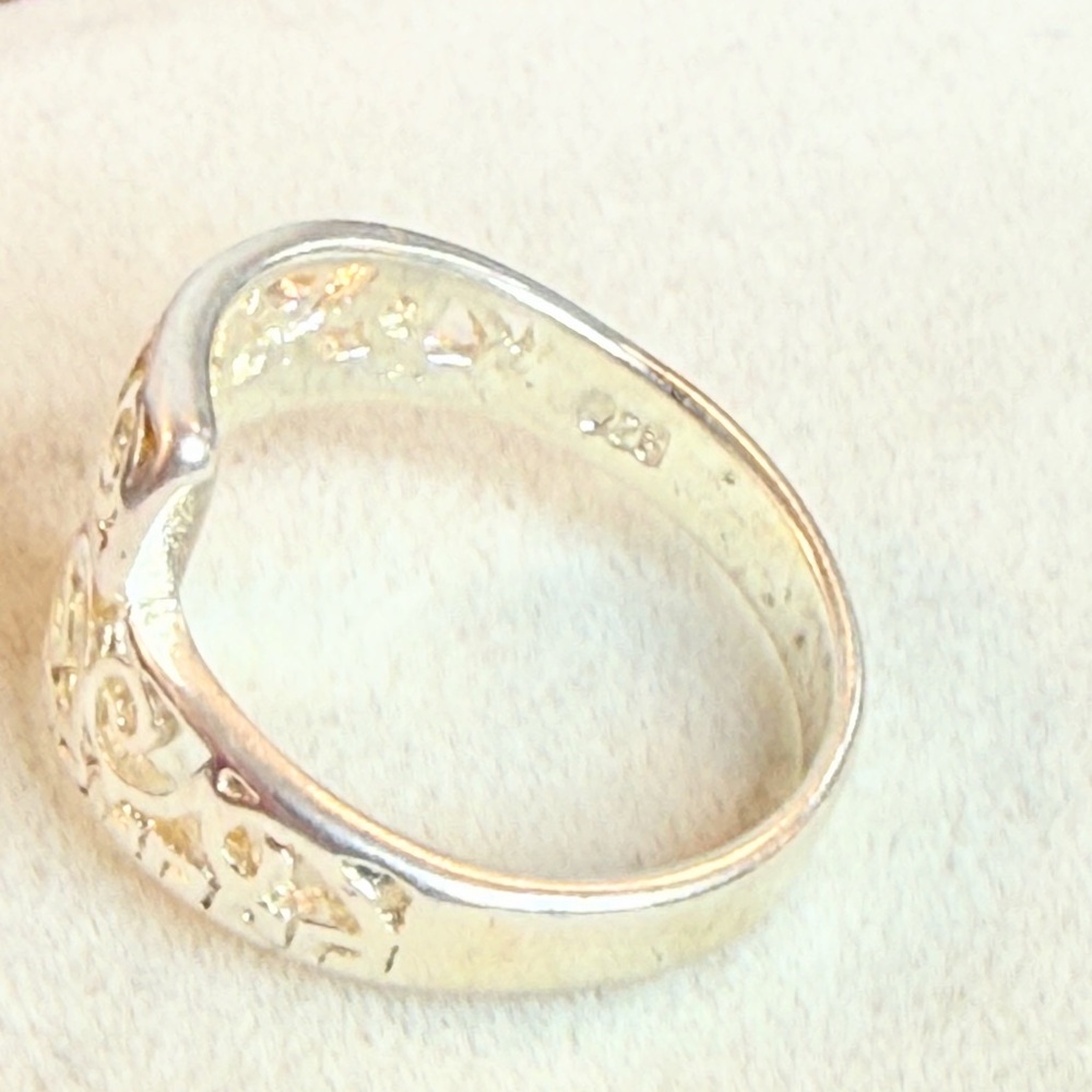 Sterling Silver Scroll Wrap Ring Size 6.5 Open Band 925 Filigree Design - Picture 8 of 10